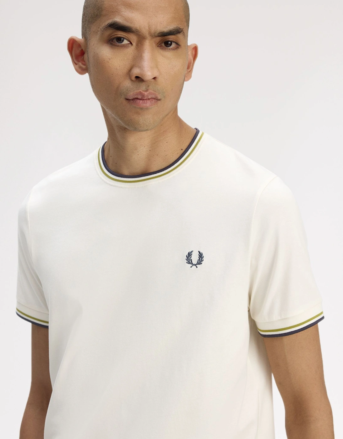 M1588V Twin Tipped T-Shirt - Ecru/Tennis Ball Yellow/Anchor Grey