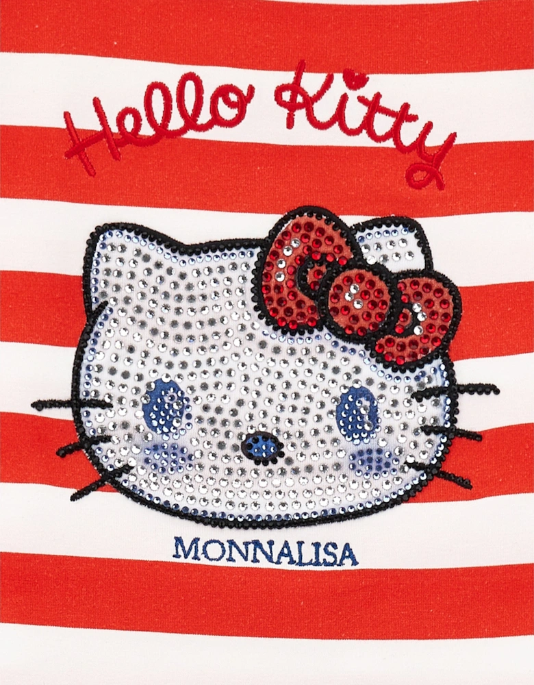 Girls Striped Hello Kitty T-Shirt in Red