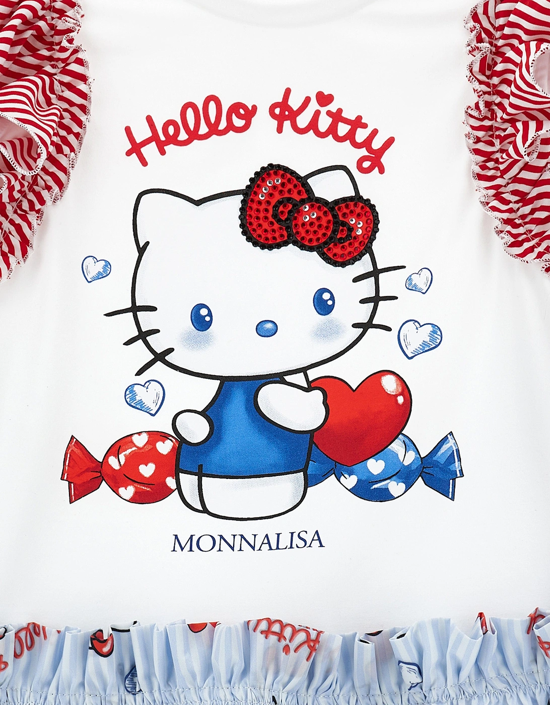 Girls Hello Kitty Jersey Dress in White