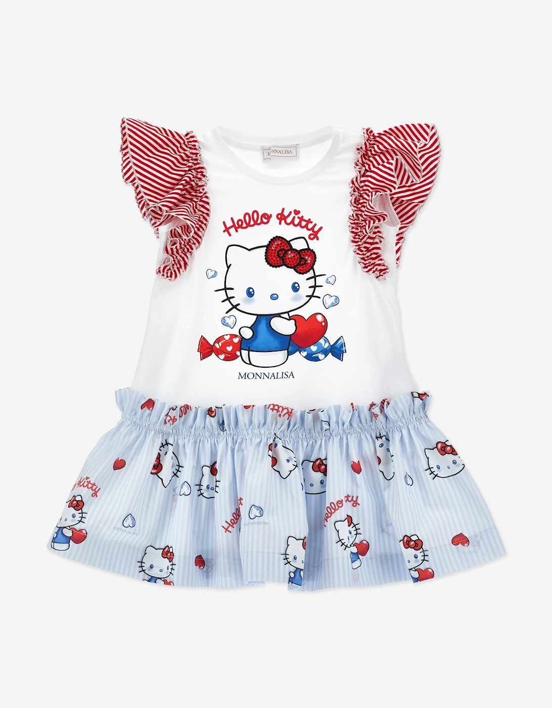 Girls Hello Kitty Jersey Dress in White, 5 of 4