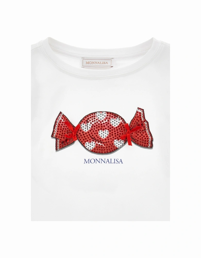 Girls Candy Print T-Shirt in White