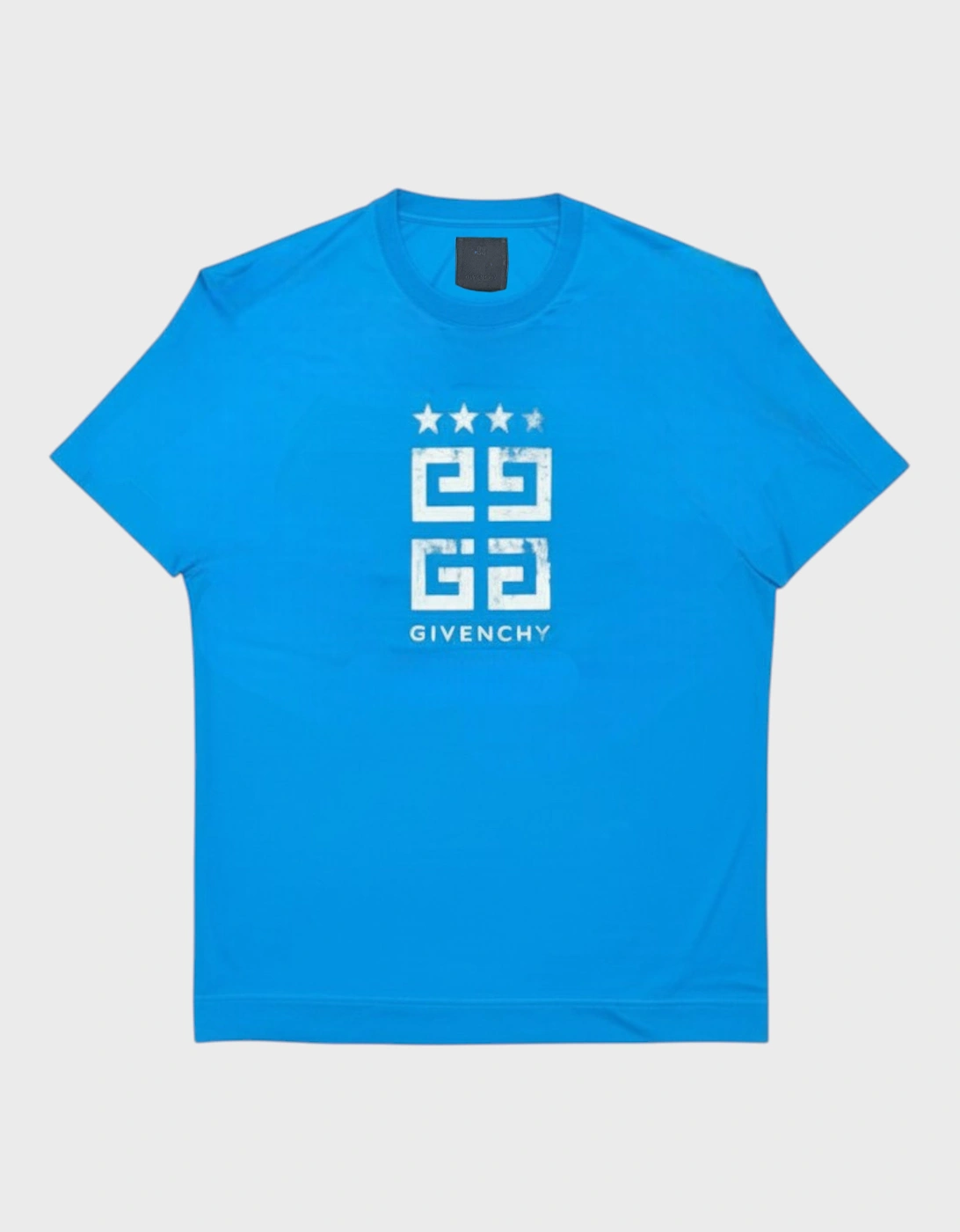 Givenchy Men's Blue 4G Emblem Slim Fit T Shirt Mineral - Size: 40