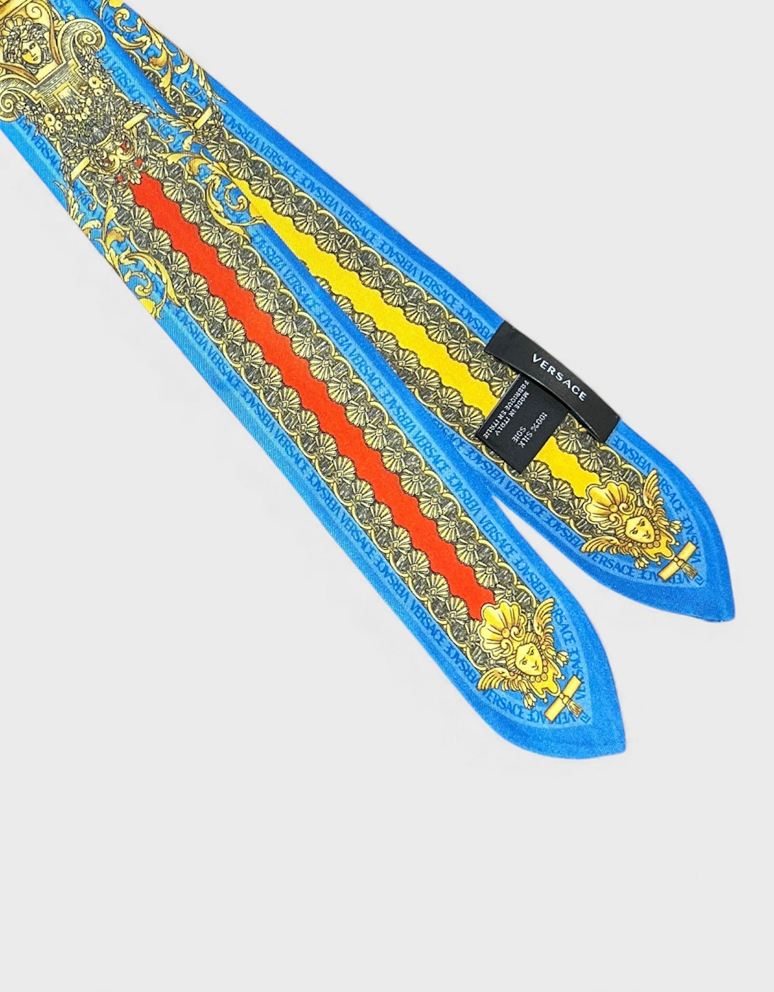 Silk Pattern Neckerchief Blue Gold