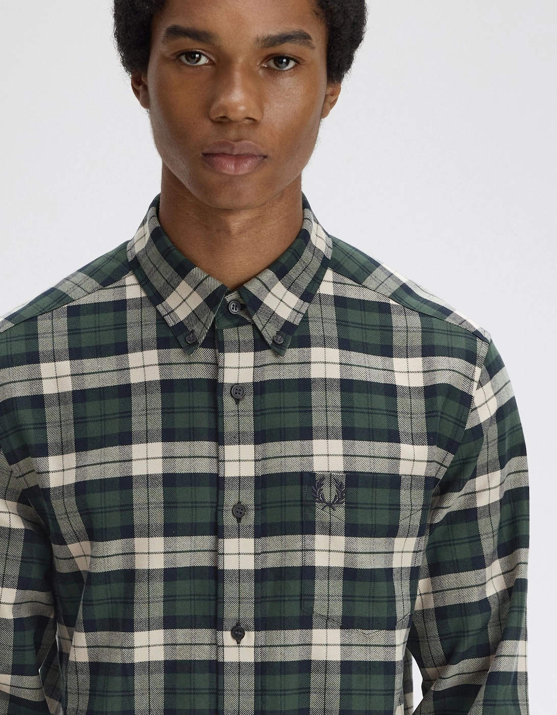 M1754 Brushed Twill Tartan Shirt - Court Green
