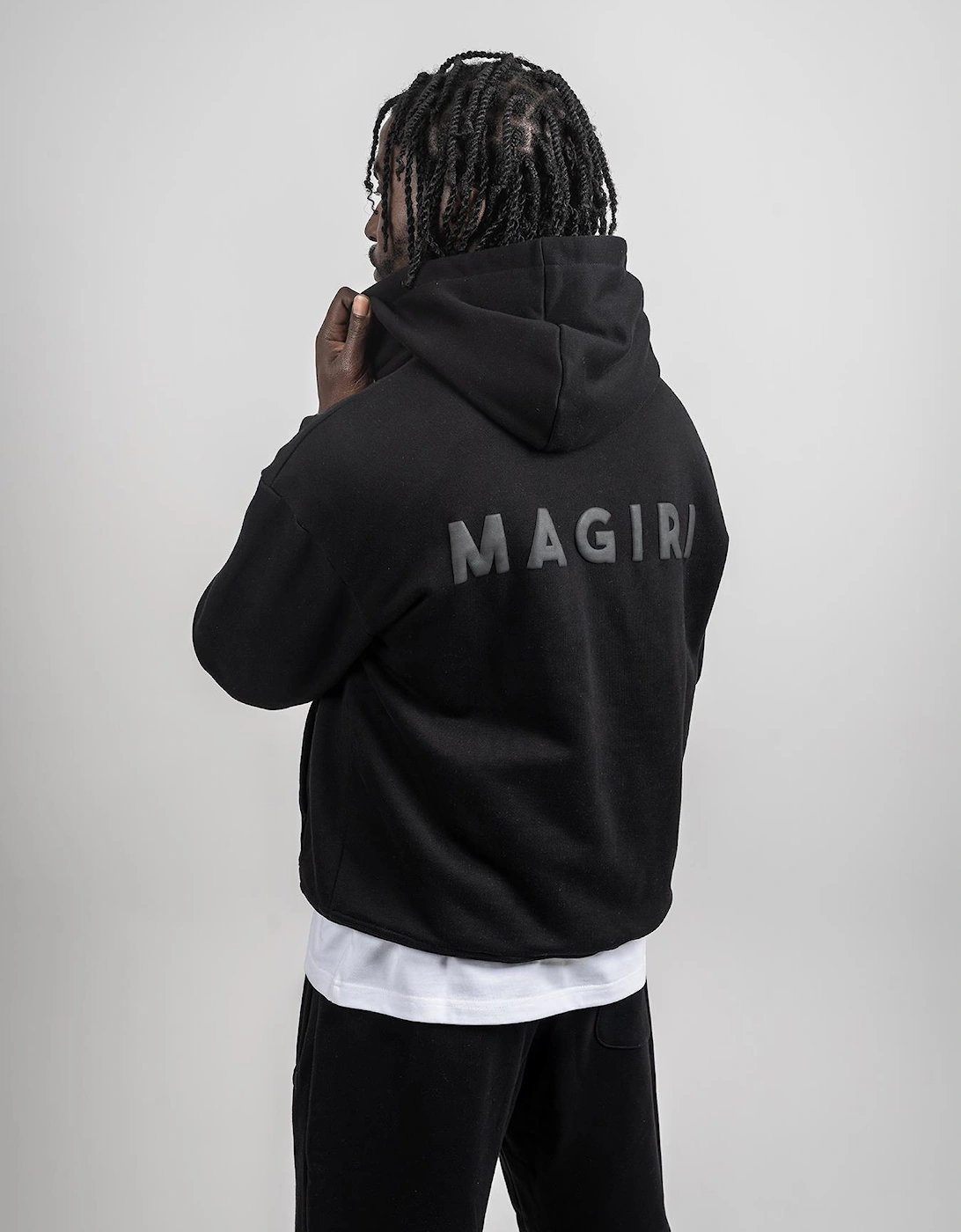 Core Puff Printed Hoodie in Black