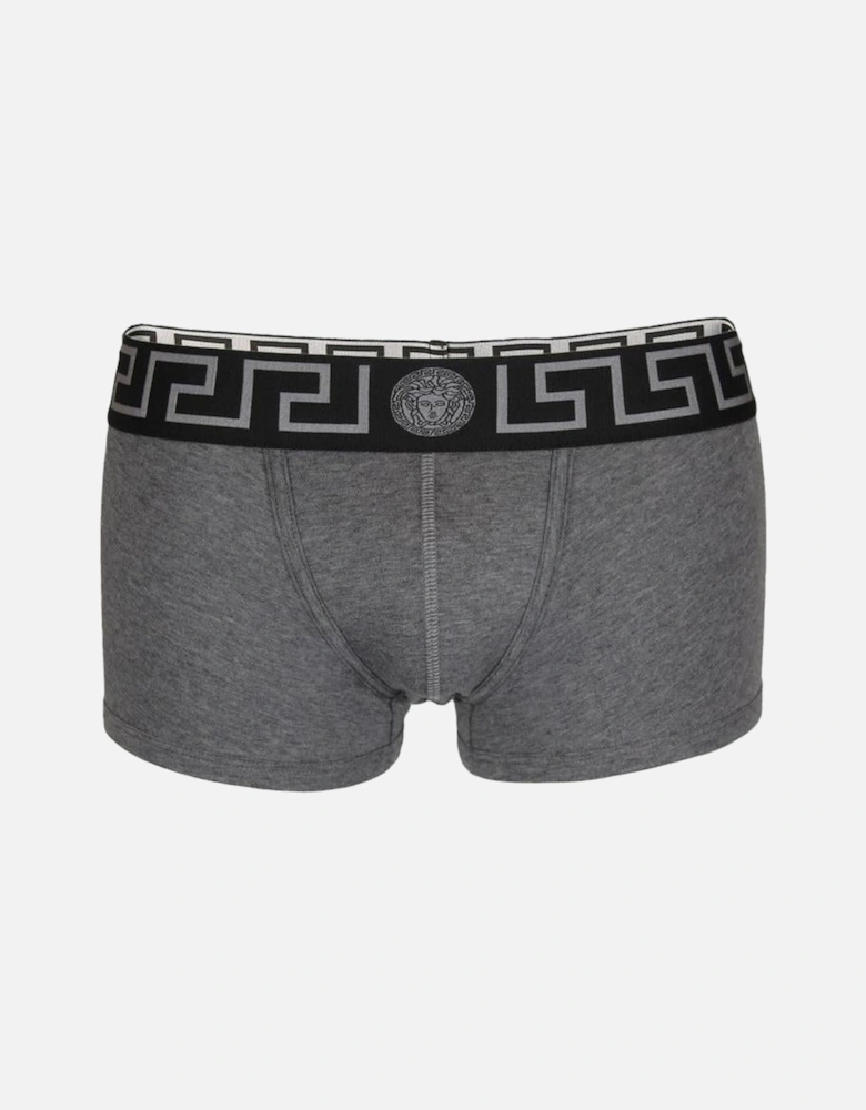 Greca Border Low Rise Boxer Trunks, Grey