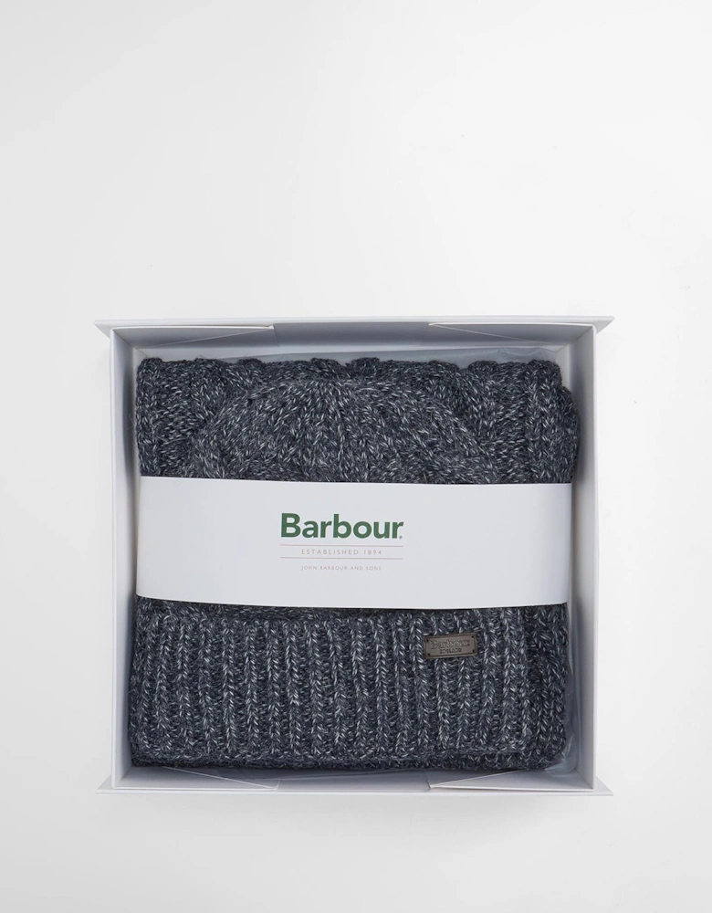 Jesmond Beanie & Scarf Gift Set - Navy Blue