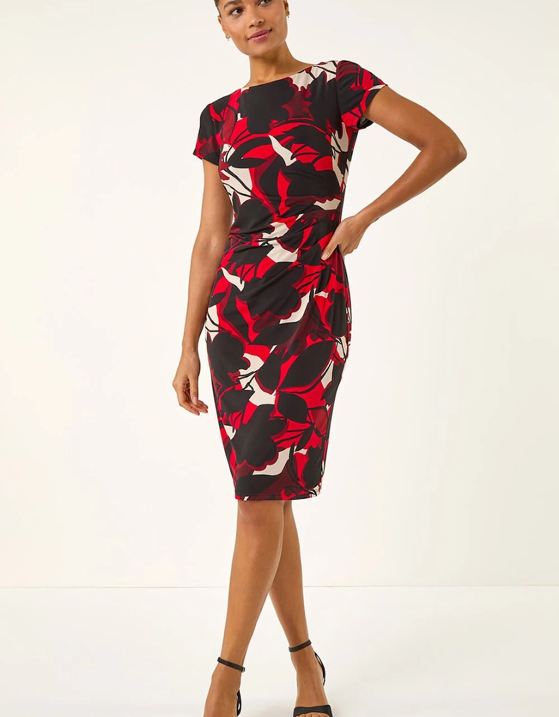 Leaf Print Gathered Shift Dress, 2 of 1