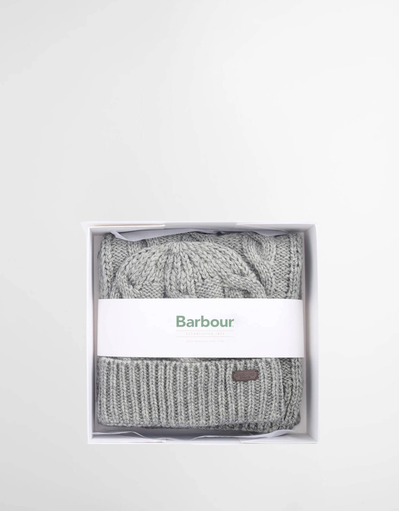 Jesmond Beanie & Scarf Gift Set - Mid Grey