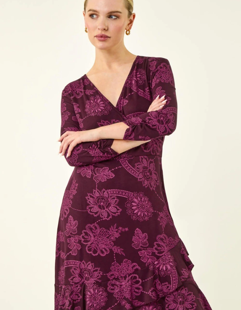 Petite Floral Frill Wrap Dress