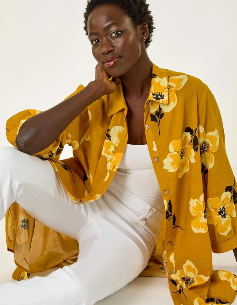 Longline Floral Print Blouse