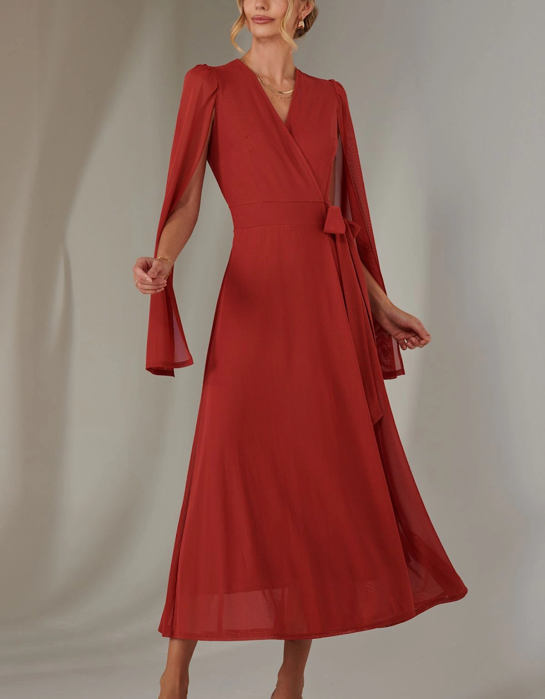 Cape Sleeve Wrap Maxi Dress, 2 of 1