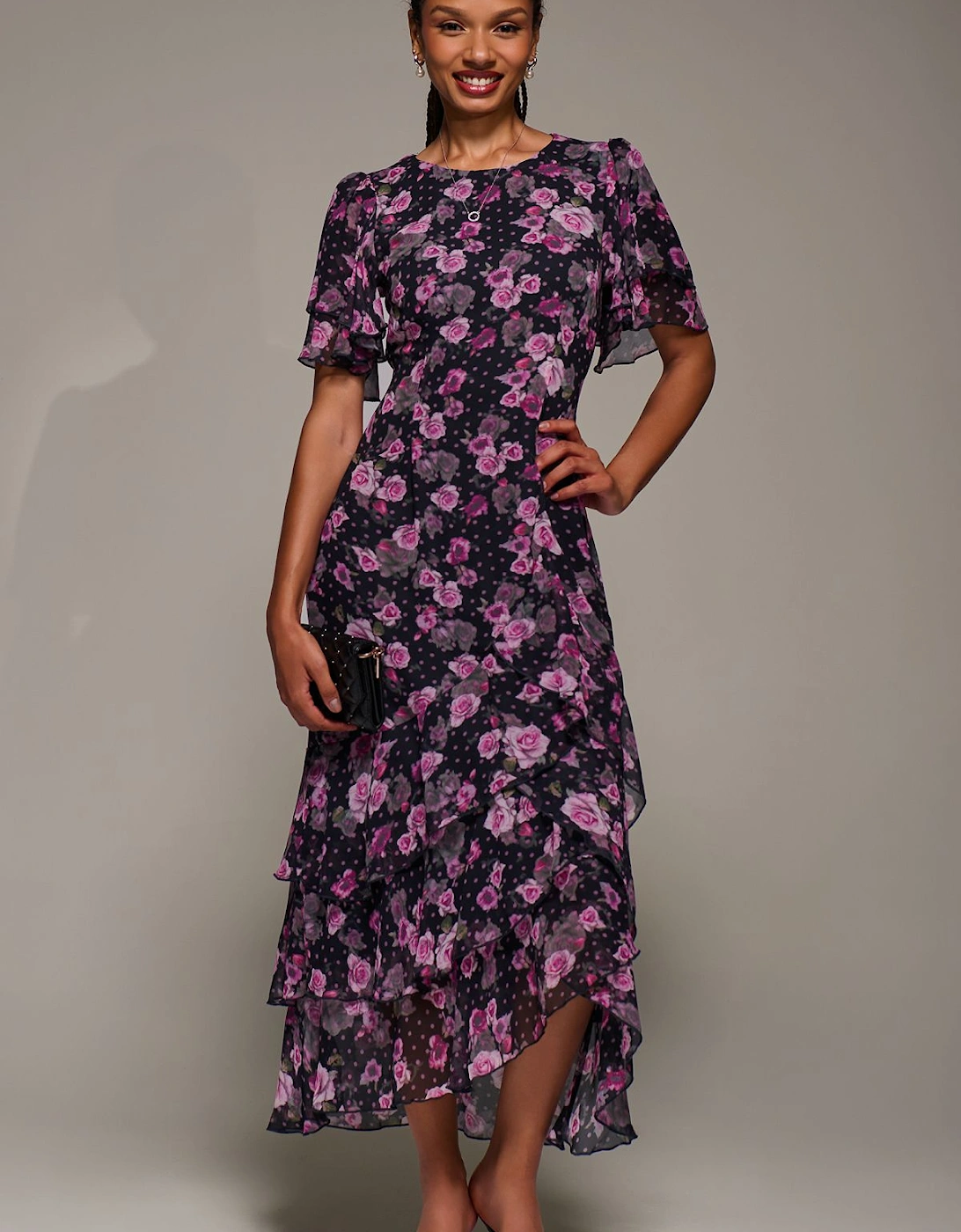 Ruffle Detail Chiffon Midaxi Dress, 2 of 1