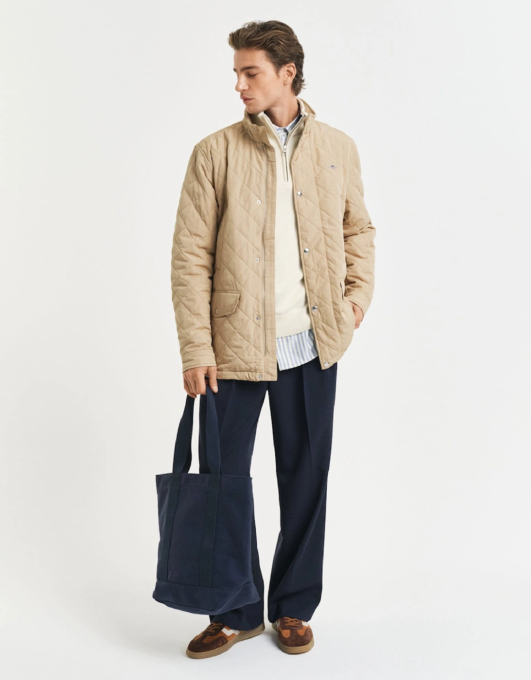 Quilted Windcheater Mid-Length Jacket