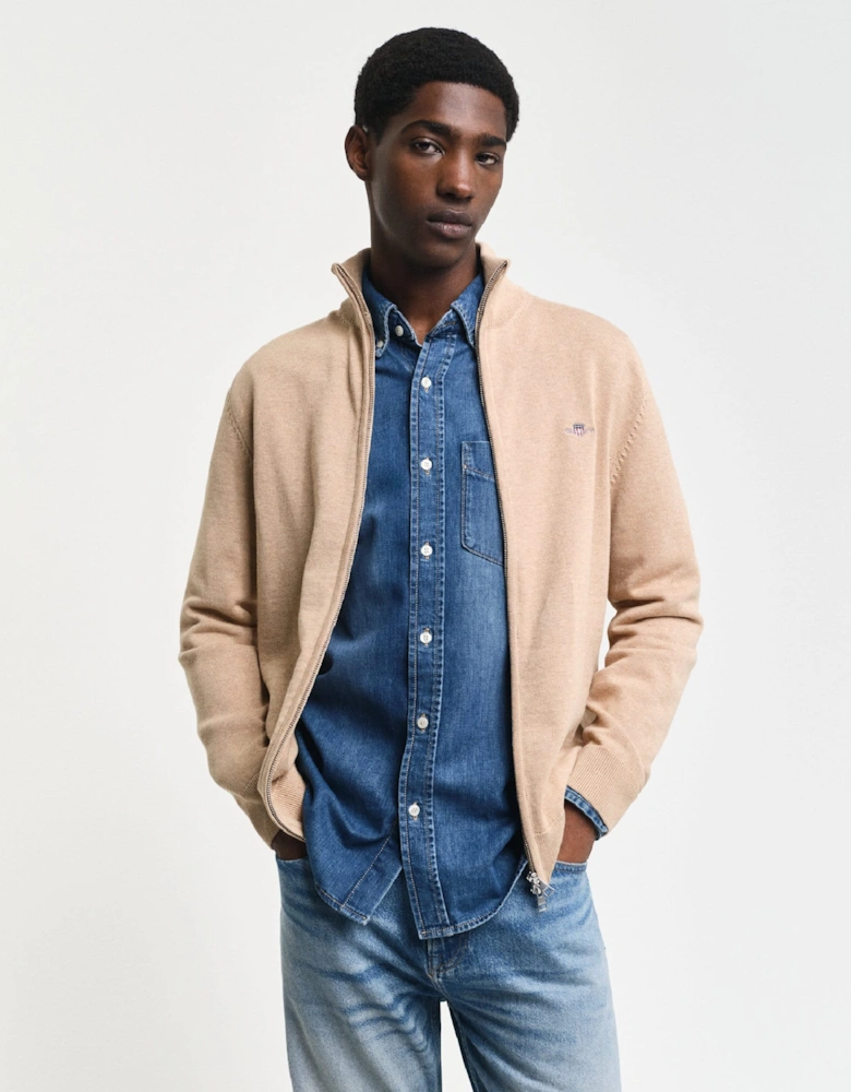 Casual Cotton Zip Cardigan