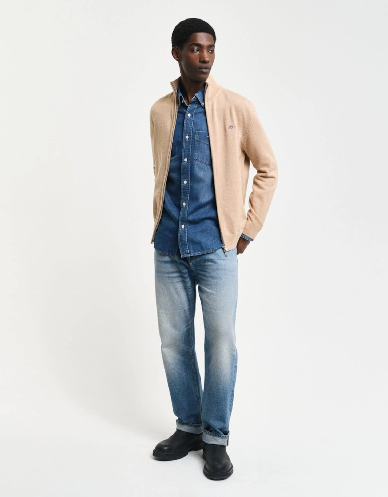 Casual Cotton Zip Cardigan