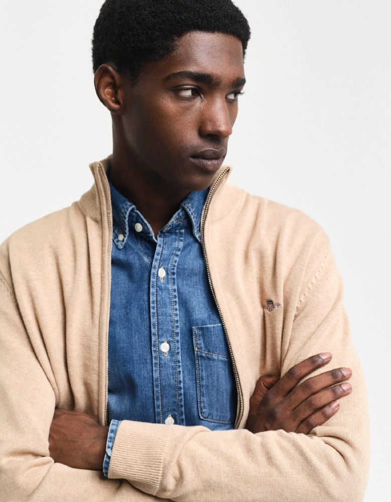 Casual Cotton Zip Cardigan