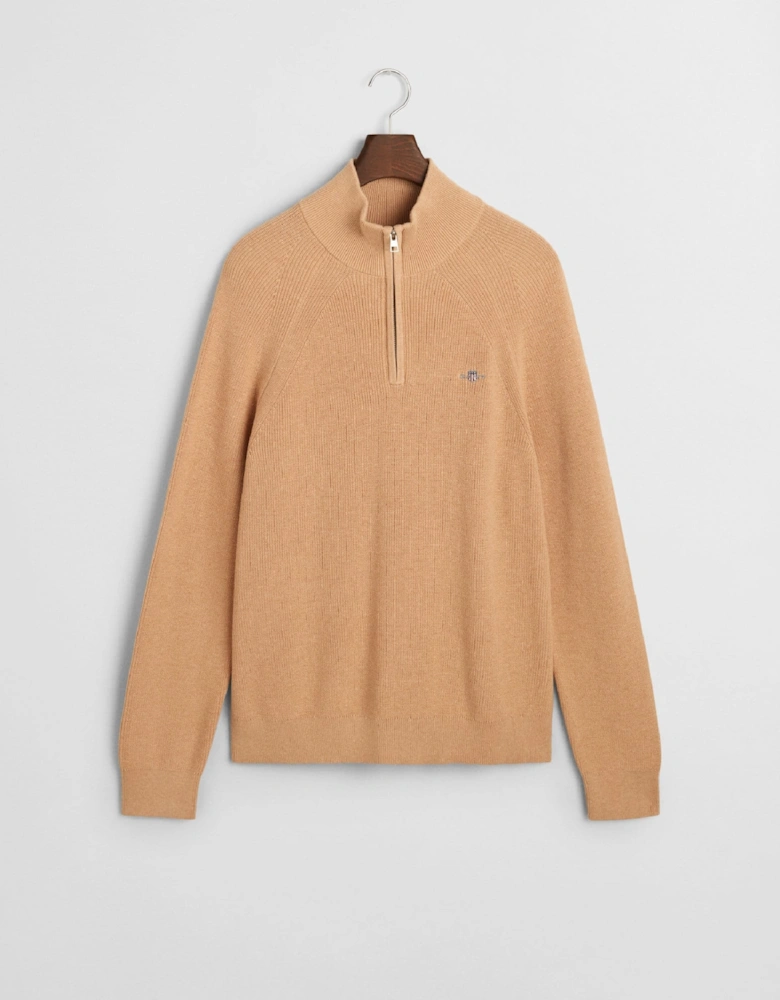 Ribbed Cotton Wool Half-Zip Sweatshirt