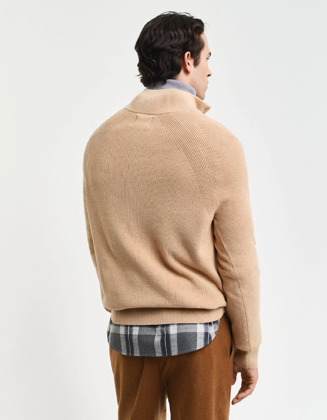 Ribbed Cotton Wool Half-Zip Sweatshirt