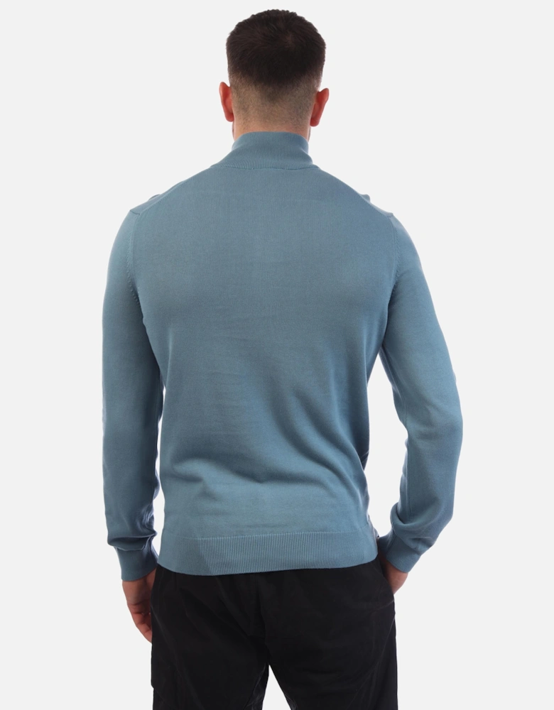 Zipped High Neck Cotton Sweater