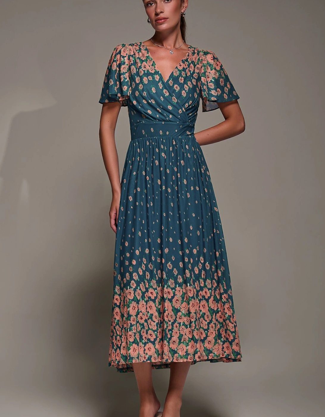 Mirrored Mesh Short Sleeve Midaxi Dress, 2 of 1