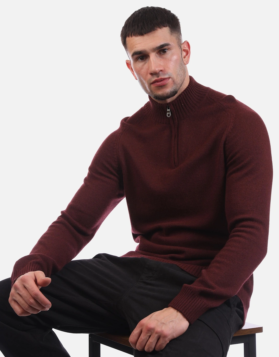 Saddle Sleeve Quarter Zip Jumper