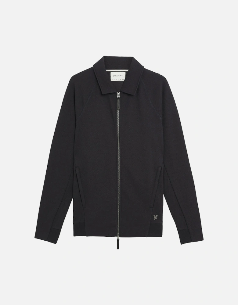 Diagonal Interlock Collared Zip Through