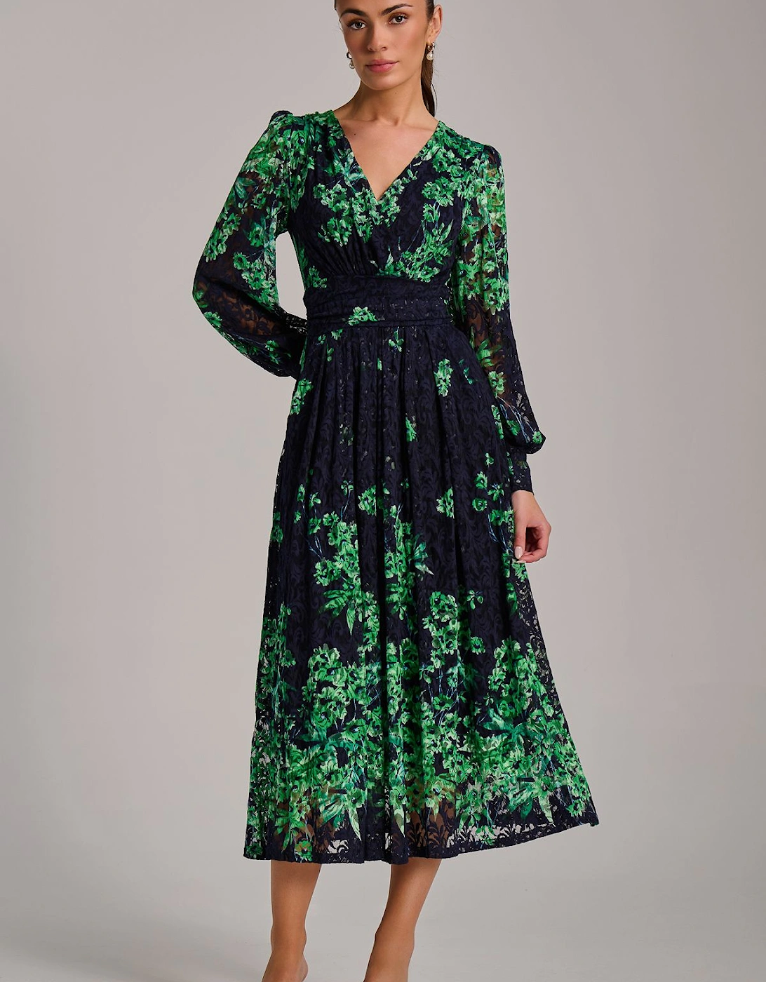 Long Sleeve Print Lace Maxi Dress, 2 of 1
