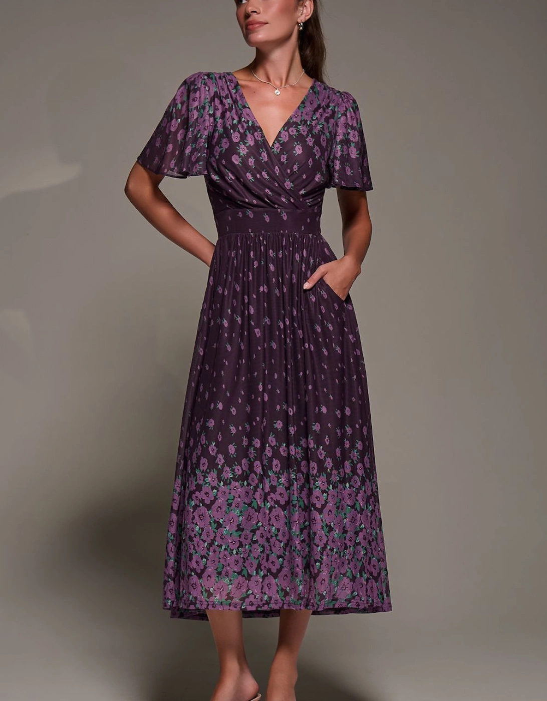 Mirrored Mesh Short Sleeve Midaxi Dress, 2 of 1