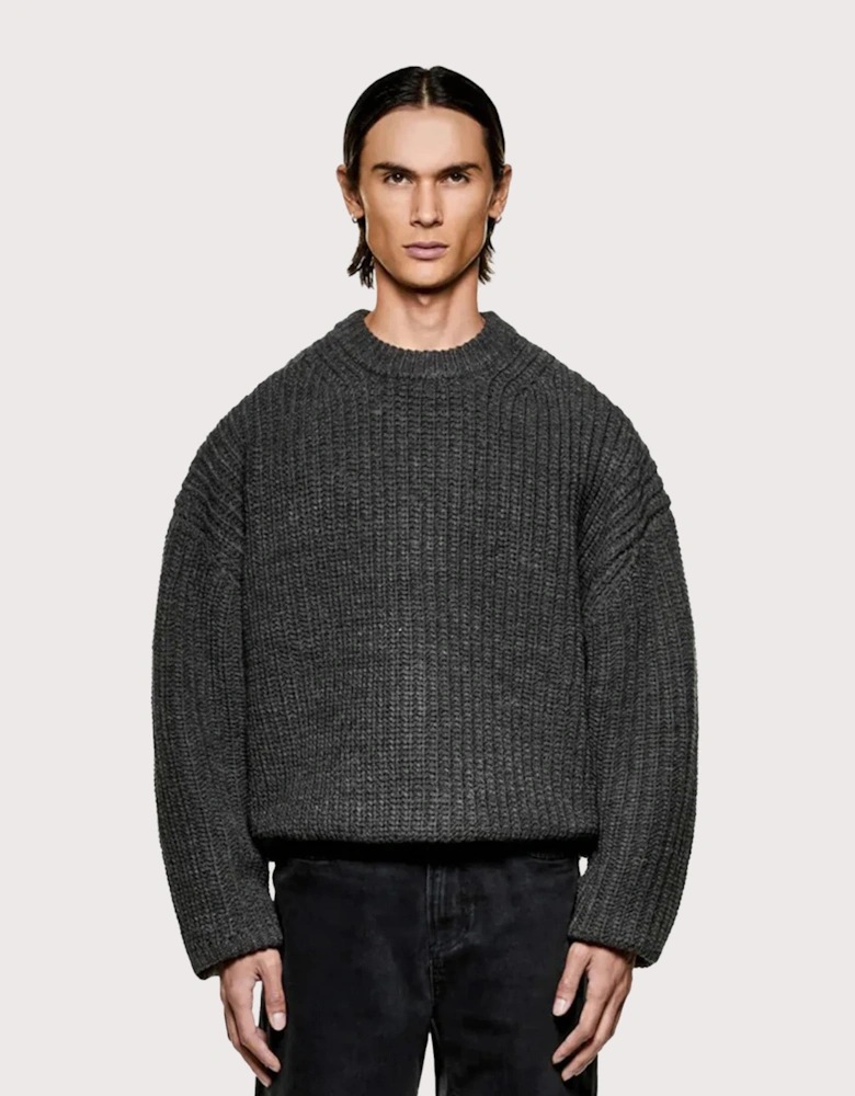 Oversized Chunky Rib Knit Crewneck Jumper