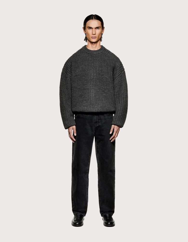 Oversized Chunky Rib Knit Crewneck Jumper