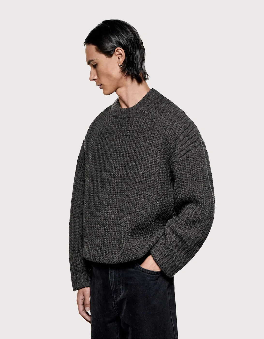 Oversized Chunky Rib Knit Crewneck Jumper