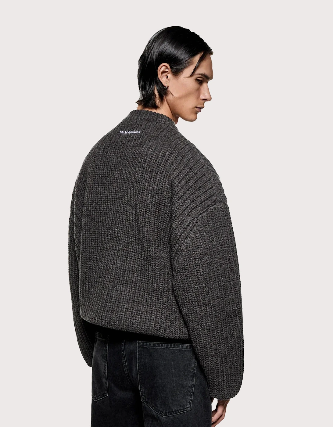 Oversized Chunky Rib Knit Crewneck Jumper