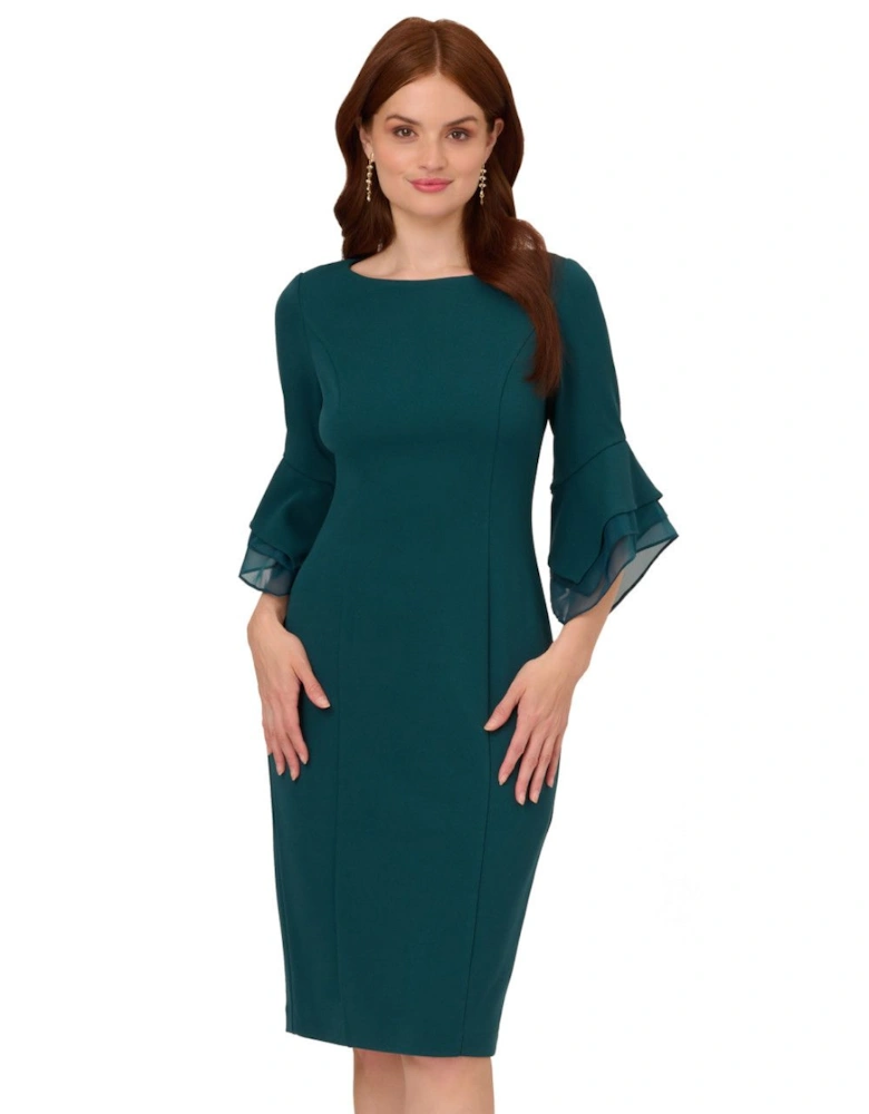 Knit Crepe Tiered Sleeve Dress