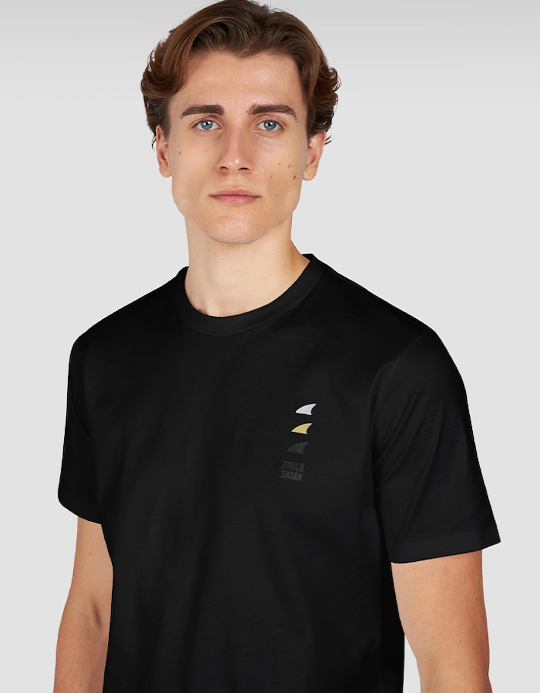 Paul & Shark Men's Black Aqua Touch Cotton T-Shirt With Shark Fin Embroidery - Size 40