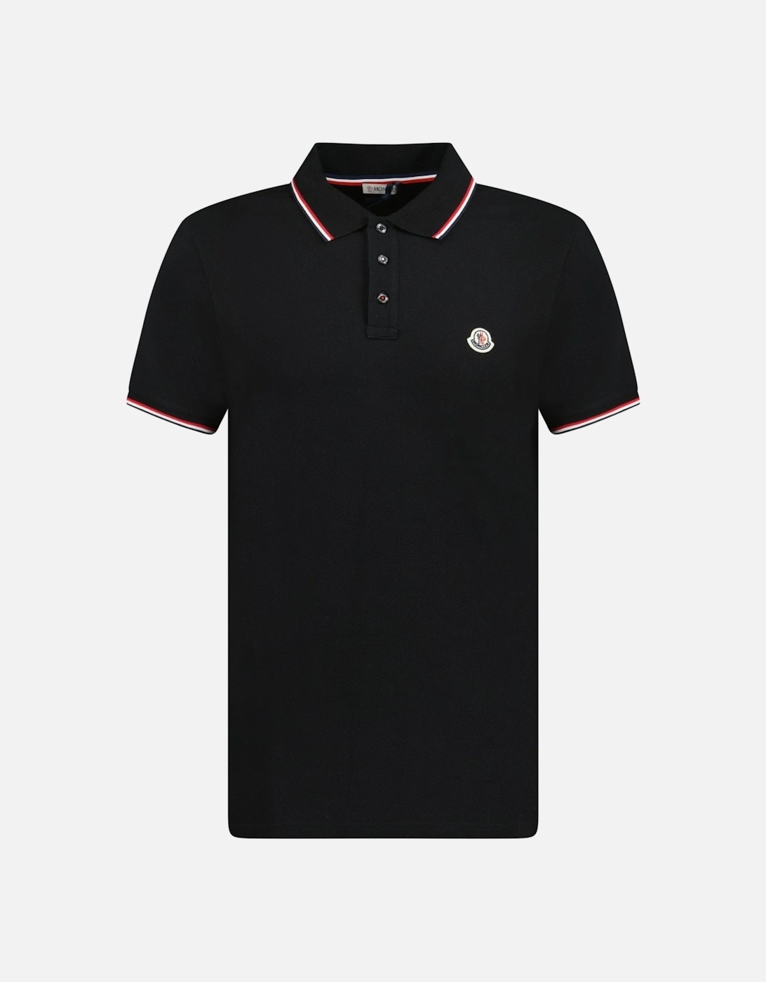 Moncler Tri-Colour Logo Polo T-Shirt Black
