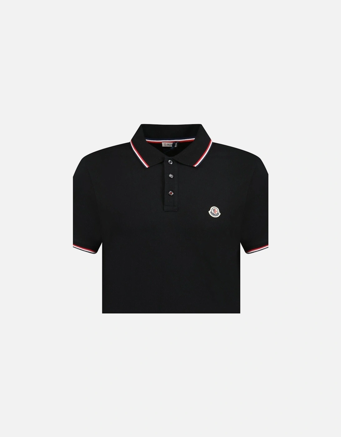 Moncler Tri-Colour Logo Polo T-Shirt Black