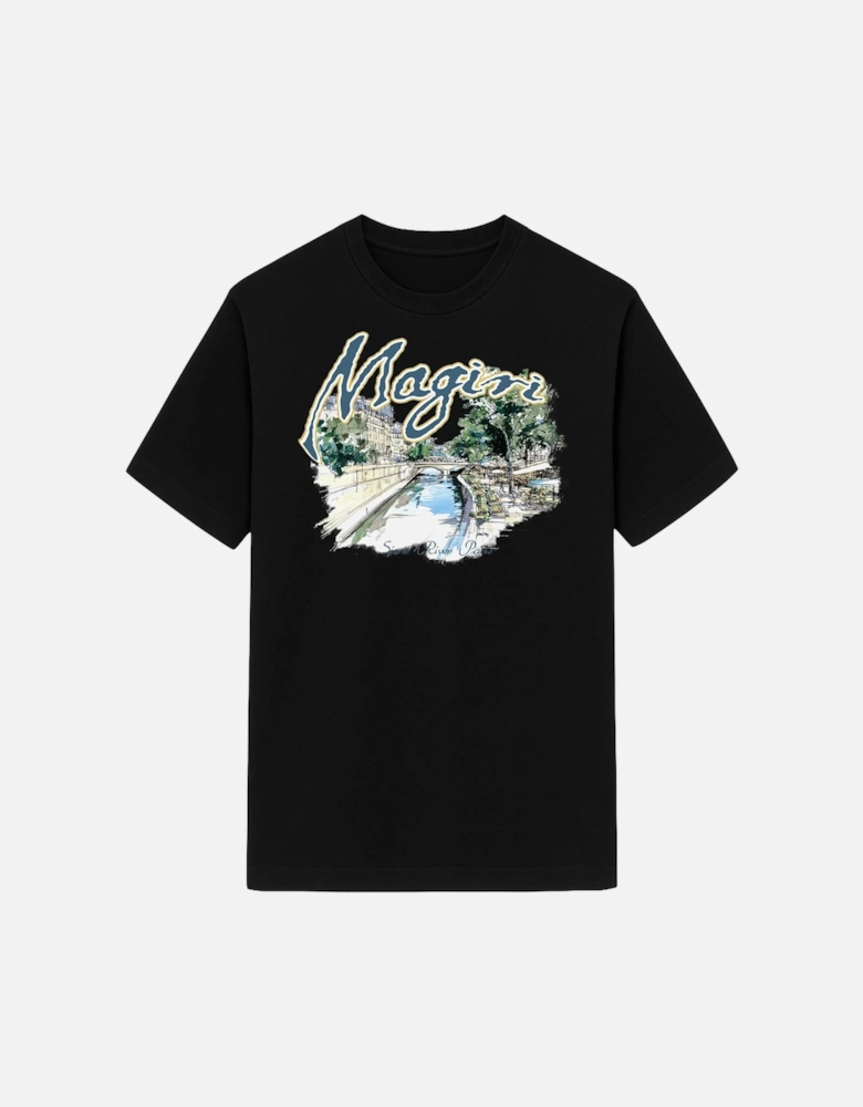 Seine River Printed T-Shirt in Black
