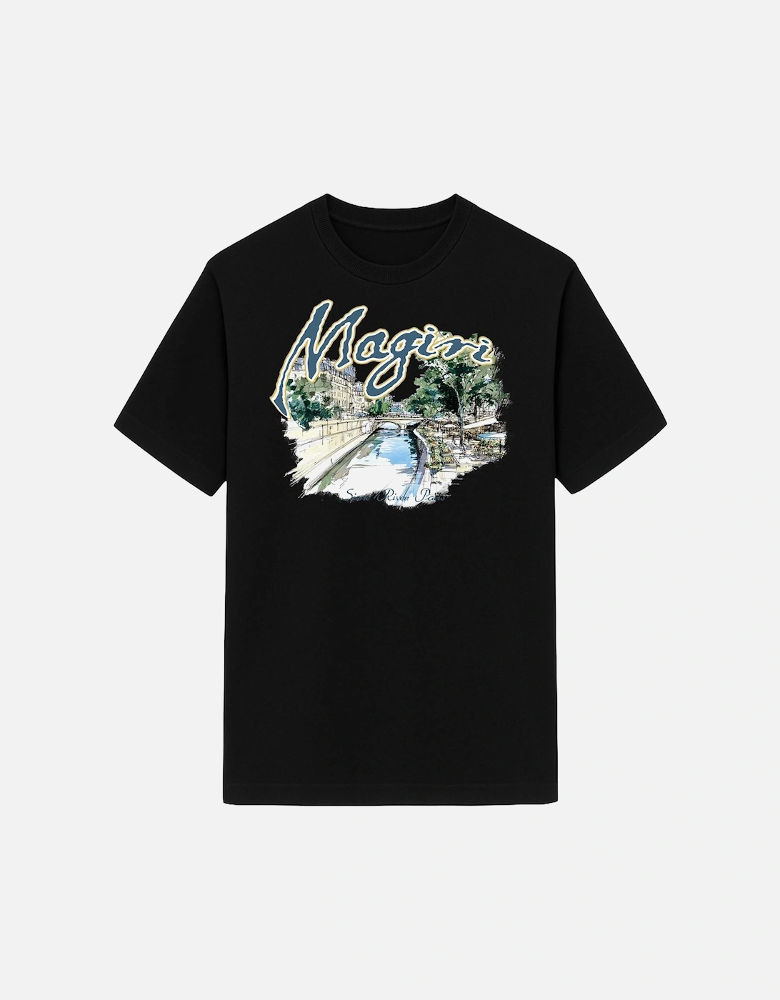 Seine River Printed T-Shirt in Black, 3 of 2