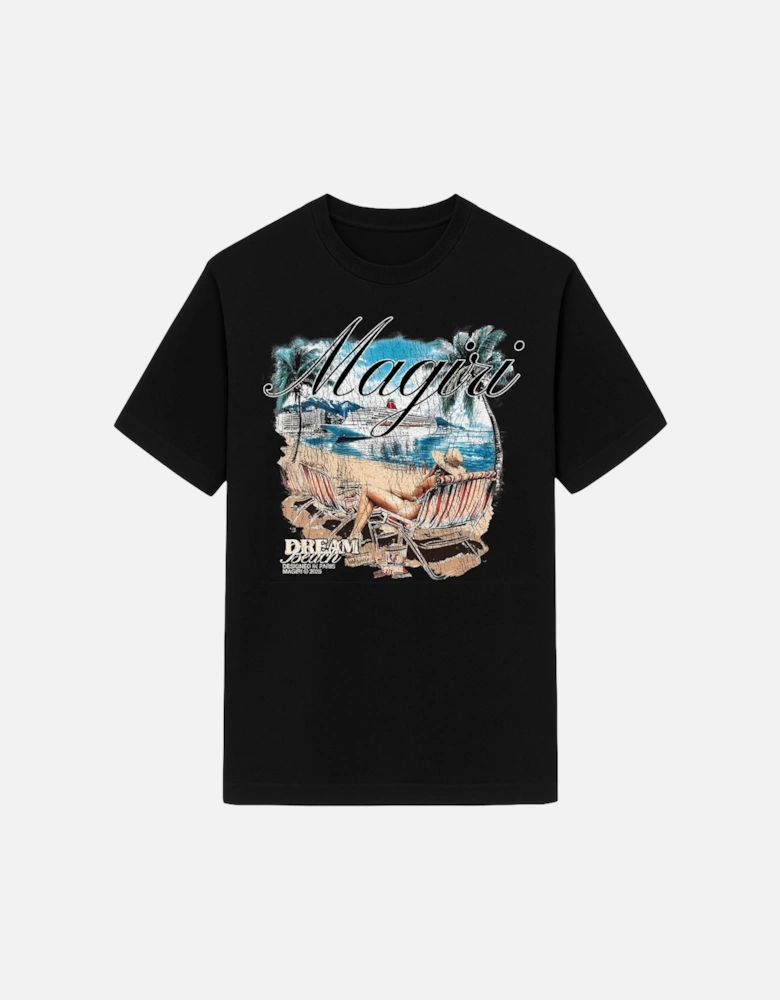 Dream Beach Printed T-Shirt in Black