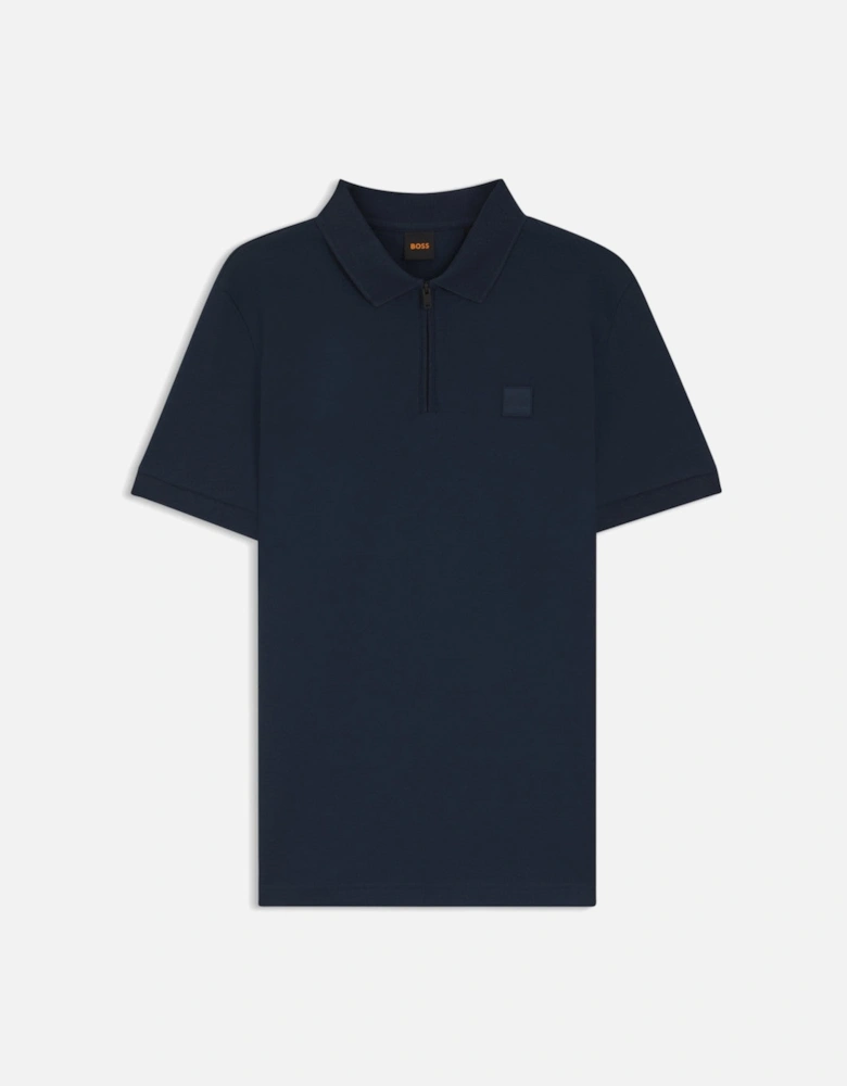 BOSS Orange Passerzip Polo Shirt 464 Open Blue