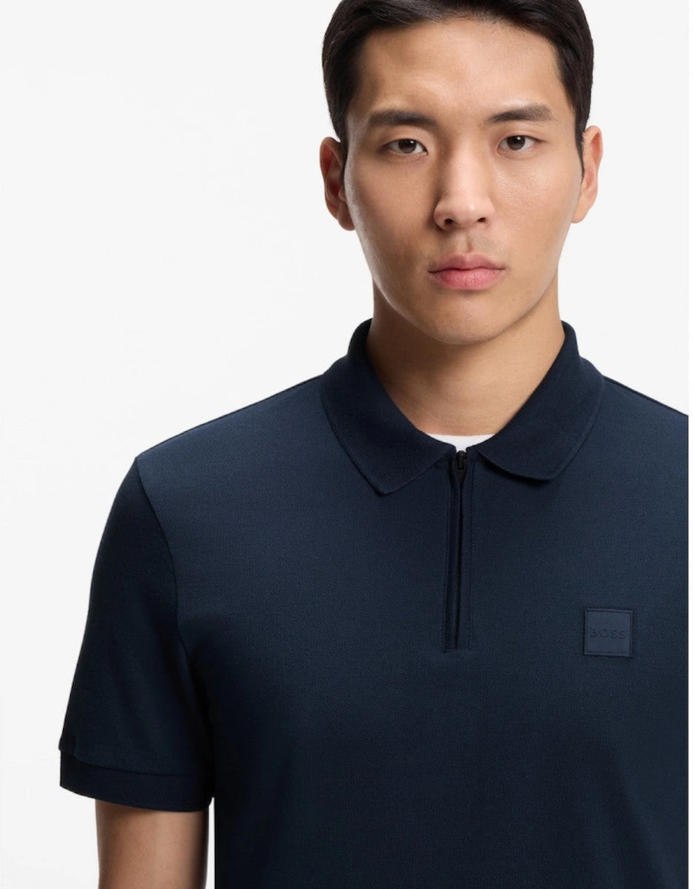 BOSS Orange Passerzip Polo Shirt 464 Open Blue