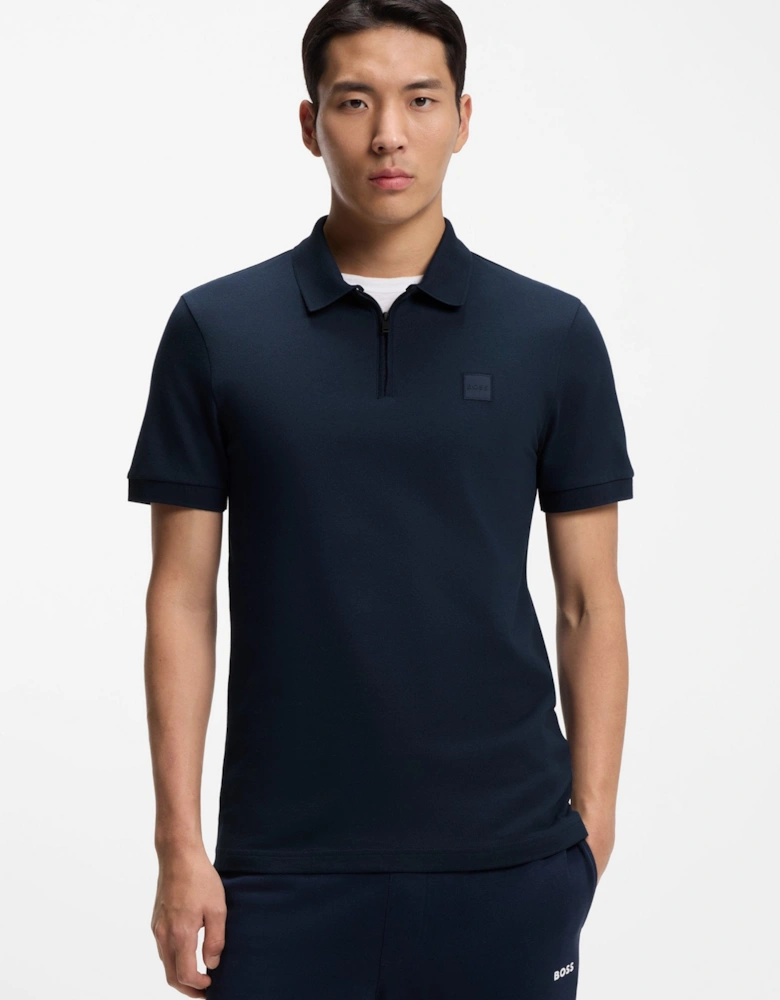BOSS Orange Passerzip Polo Shirt 464 Open Blue