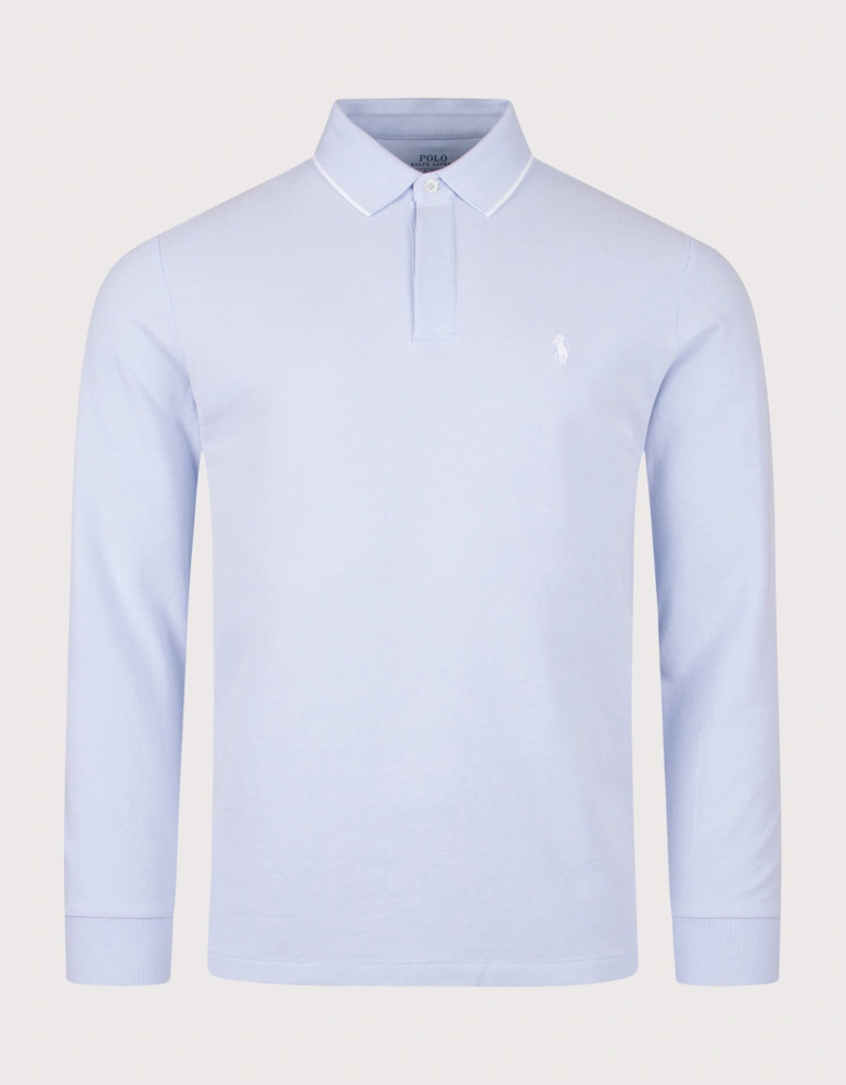 Custom Slim Fit Long Sleeve Oxford Mesh Polo Shirt