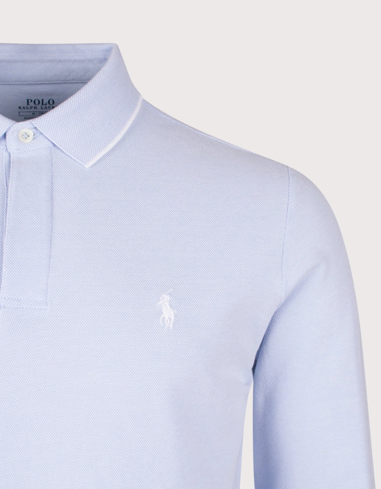 Custom Slim Fit Long Sleeve Oxford Mesh Polo Shirt
