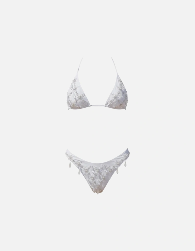 Calliope Luxury Crystal Bikini Bottom White