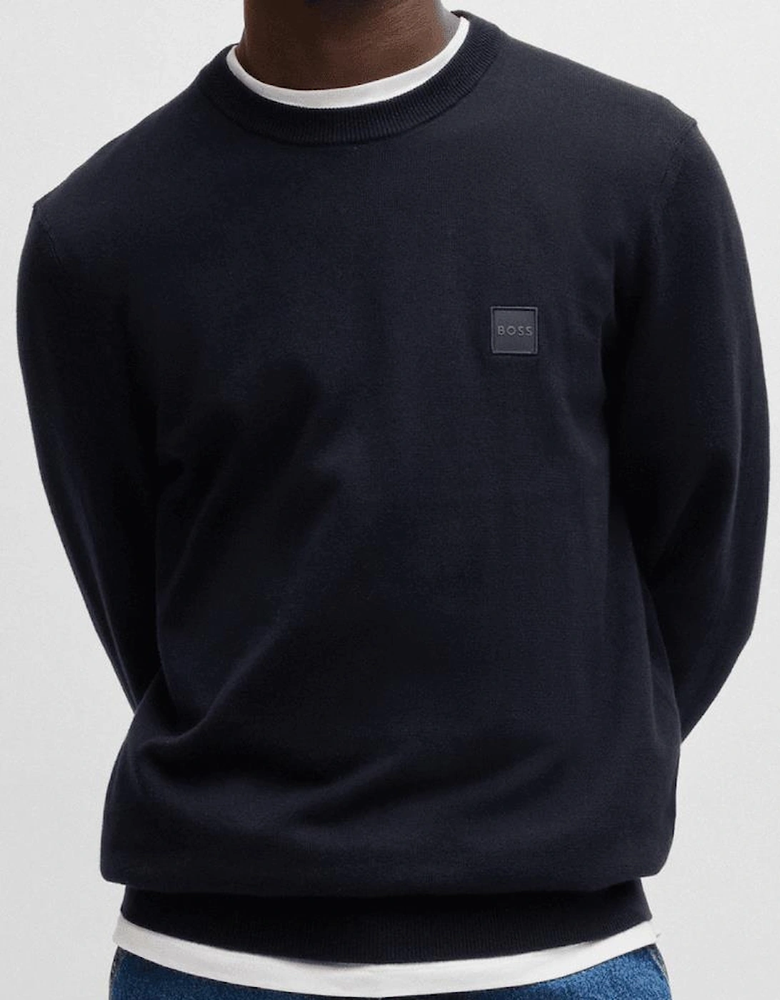 Kanovano Cashmere-Cotton Crew Neck Navy Jumper