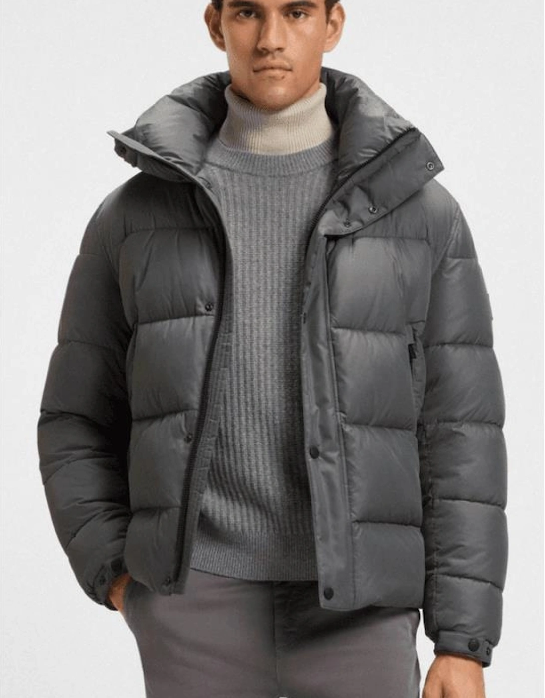 Omaris Regular Fit Grey Puffer Jacket