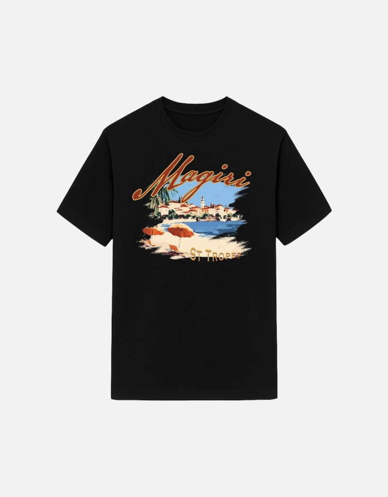 St. Tropez Printed T-Shirt in Black