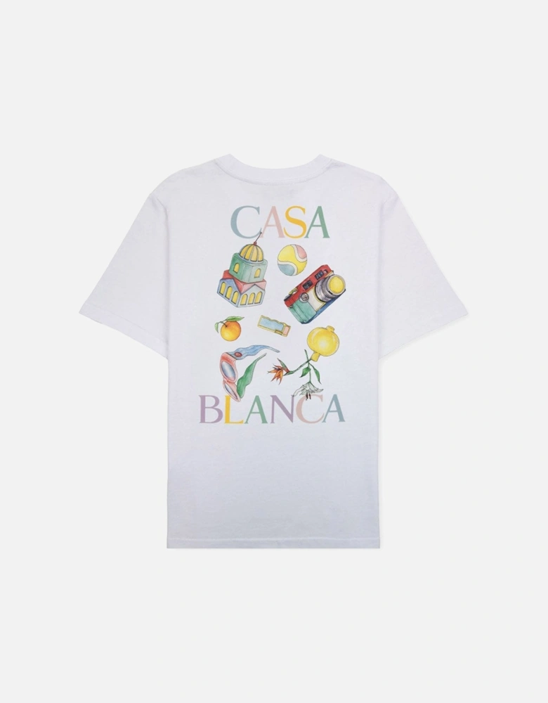 Men's White Objets En Vrac Printed T Shirt